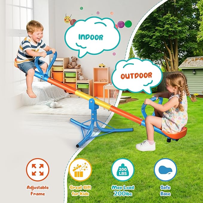 Seesaw -Teeter Totter for Kids Ages 3-8 -Toddler Seesaw with 360° Swivel-Sit and Spin Teeter Totter - Durable Outside Toys for Indoor & Outdoor Playground Playhouse Backyard