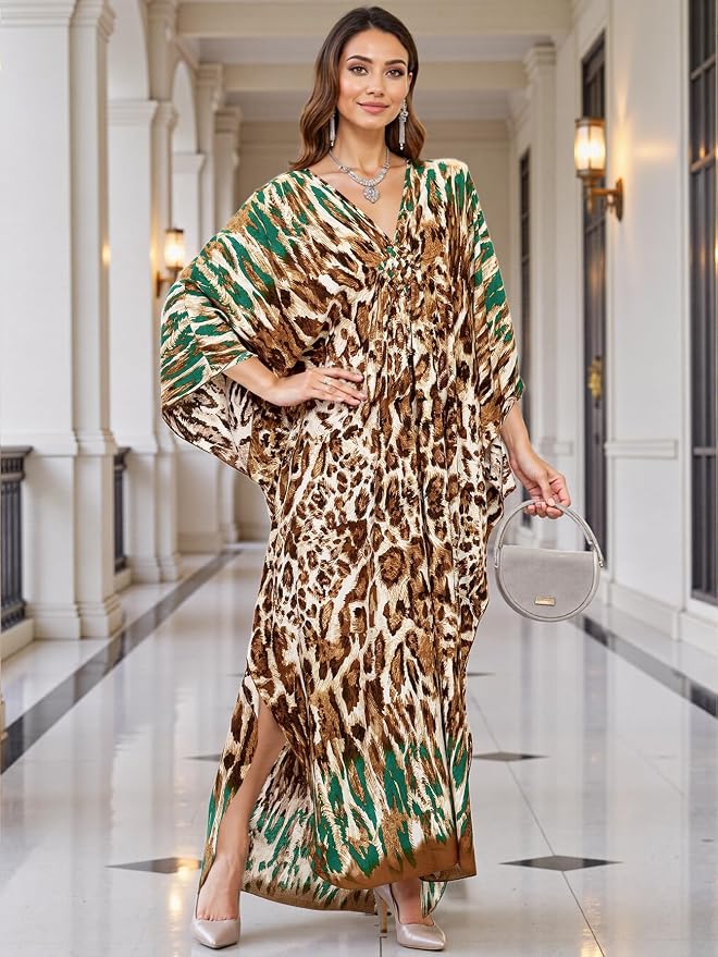 Mumu Dresses for Women Plus Size, Bohemian Kaftan Beach Cover Up Long Maxi Nightgown Soft Loungewear