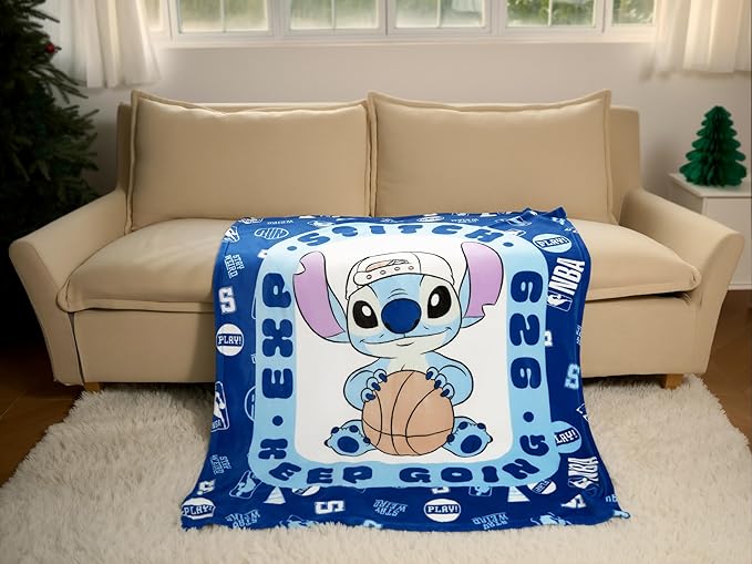 Northwest Disney Lilo & Stitch Plush Throw Blanket, 46" x 60" Silk Touch Soft Fleece Blanket for Kids & Adults, Officially Licensed