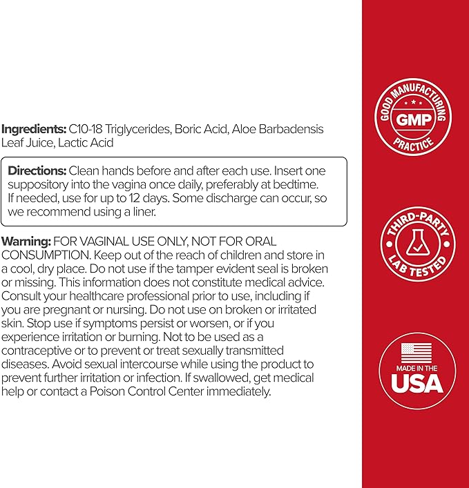 O Positiv URO Boric Acid Vaginal Suppository – with Lactic Acid, and Aloe for Fast Relief and Vaginal Odor Control – Vegan, Free from Parabens, Dyes, and Fragrances – 12 Count (Pack of 2)