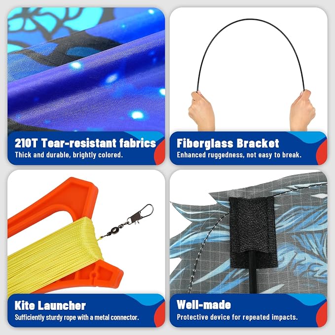 SGftre Complete Kite with Handle, Line & Accessories,Easy to Fly for Kids & Adults, Perfect for Beach, Park, Family Outdoor Activities