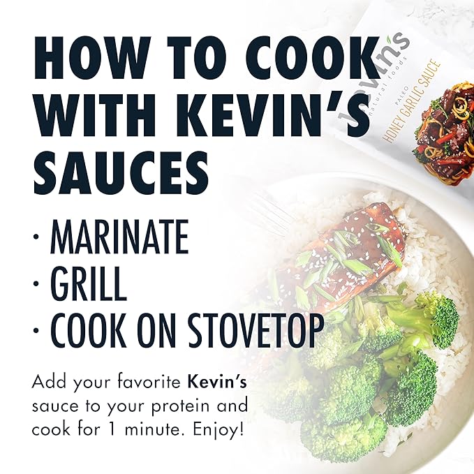 Kevin's Natural Foods Honey Garlic Simmer Sauce, 3 Pack | Paleo Stir-Fry Sauce, Gluten Free, No Preservatives, Non-GMO