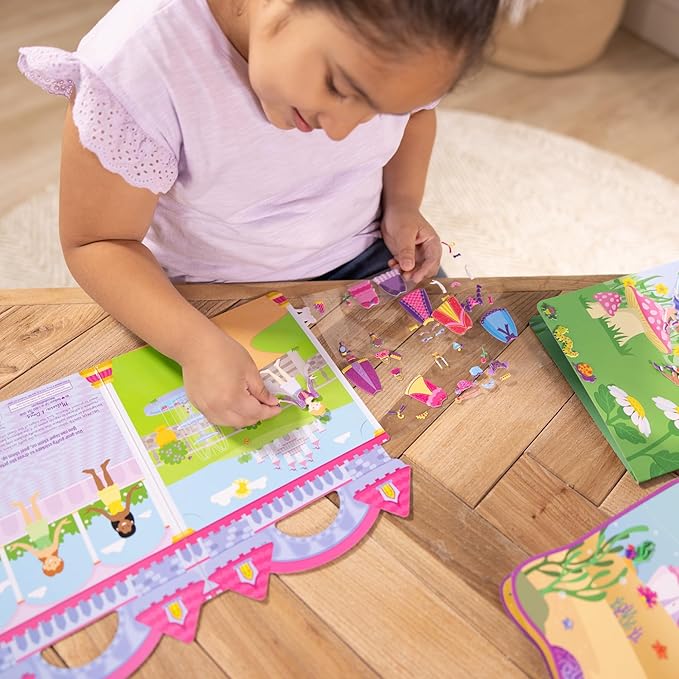 Melissa & Doug Puffy Sticker Activity Books Set: Princess, Mermaid, Fairy - 180+ Reusable Stickers - FSC Certified