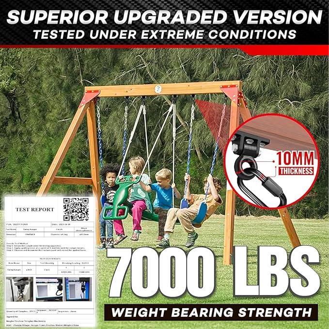 [Premium] Swing Hanger, Heavy Duty 10MM Solid Swing Set Hardware, Swing Hooks Screws Bolts with Quick Link, Swing Set Bracket for Porch, Playground, Concrete, Wooden