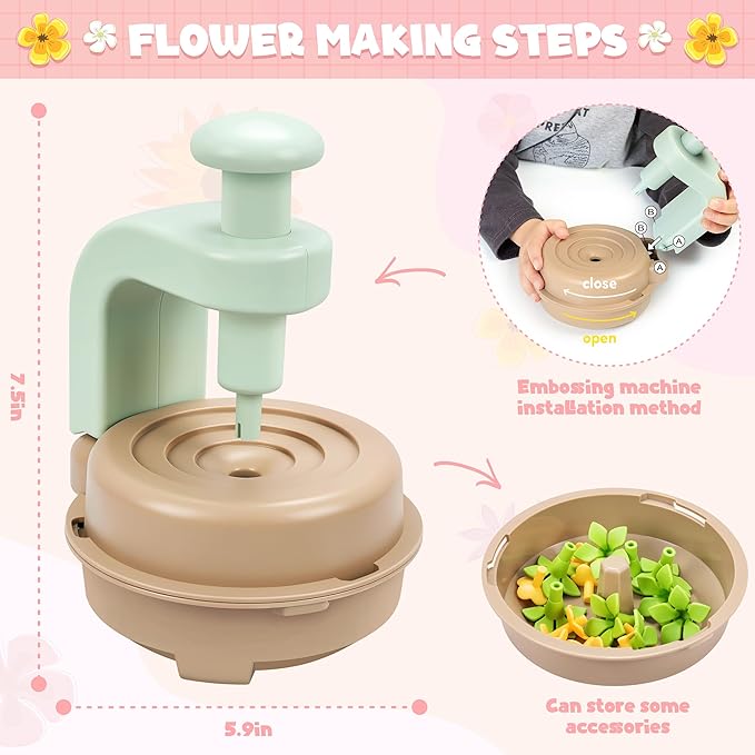 Fabric Flower Bouquets Toys, DIY Craft Kits Toys for Kids - Flowers Market Toy, Build Your Flower Bouquet, Arts & Crafts for 4 5 6 7 8 Year Toddler Girl, Educational Activity Preschool B-Day Gifts