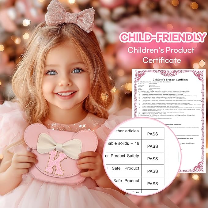 mibasies Toddler Purse Girl Gifts: Girls Birthday Gifts for 3-8 - Toys for Ages 2-4 Girls Mouse Ears Purse, Pink, Letter K