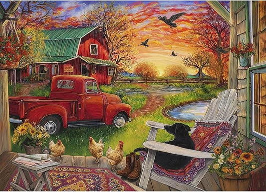Dog and Farm Scenery Puzzles for Adults 1000 Pieces, Impossible Hard Difficult Challenging Jigsaw Puzzle 1000 Pieces, Christmas Birthday Gifts Home Decor for Adults/Friends/Family