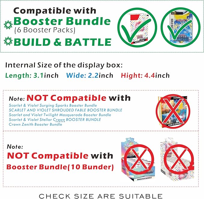 2 Packs Acrylic Magnetic Case for Booster Bundle/BUILD & BATTLE With Magnetic Lid Clear Display Box For Booster Bundle(NOT Compatible NEW Booster Bundle) Protector Acrylic Storage Container