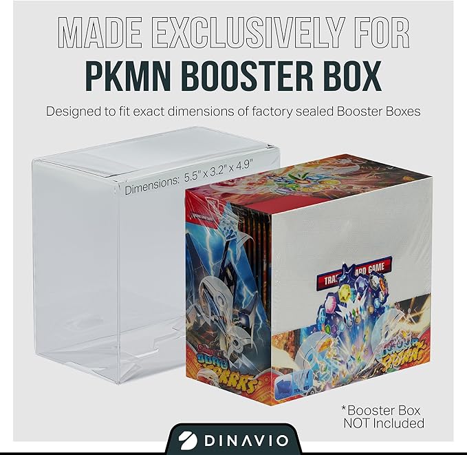 Dinavio Crafthouse Plastic PKMN Booster Box Protector 10 Pack - Booster Box Case Display Protectors - Compatible with English PKMN Booster Boxes - 0.5mm Thick (Pack of 10)