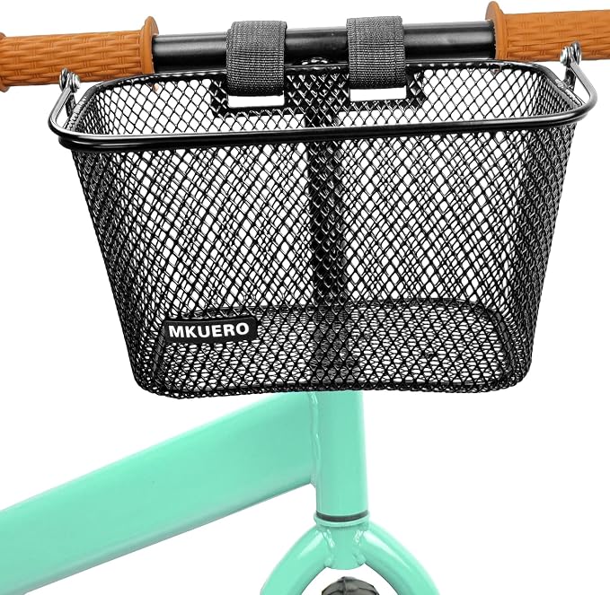 Kids Bike Basket - Front Bicycle Basket for Children, Metal, Cute Decorative Accessory for Kids Bikes & Scooters