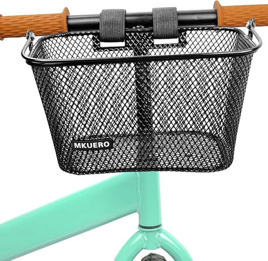 Kids Bike Basket - Front Bicycle Basket for Children, Metal, Cute Decorative Accessory for Kids Bikes & Scooters