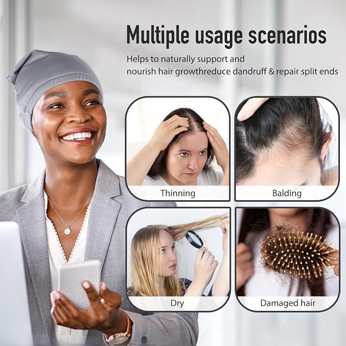 Castor Oil Pack Wrap for Head, Reusable Castor Oil Pack Wrap Organic Cotton for Women Sleeping，Castor Oil Pack Kit for Thinning, Balding, Dry and Damaged Hair L(Oil Not Included)