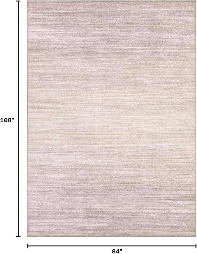 UERMEI 7x9 Washable Area Rug - Neutral Modern Abstract Living Room Rugs, Non-Slip Soft Large Indoor Floor Carpet for Bedroom Home Office & Under Dining Table Decor, Soft Pink