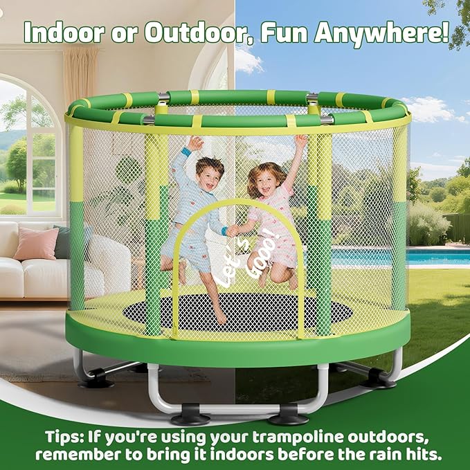 ZCMHAXJ 55" Trampoline for Kids, 440lbs Capacity Indoor & Outdoor Toddler Trampoline, Gifts for Boys & Girls