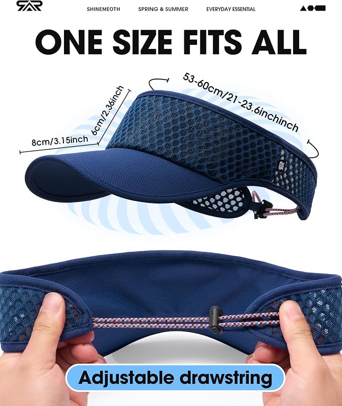 Mesh Breathable Sports Visor - Men Women Adjustable Lightweight Quick Dry Sun Hat for Tennis, Golf, Running