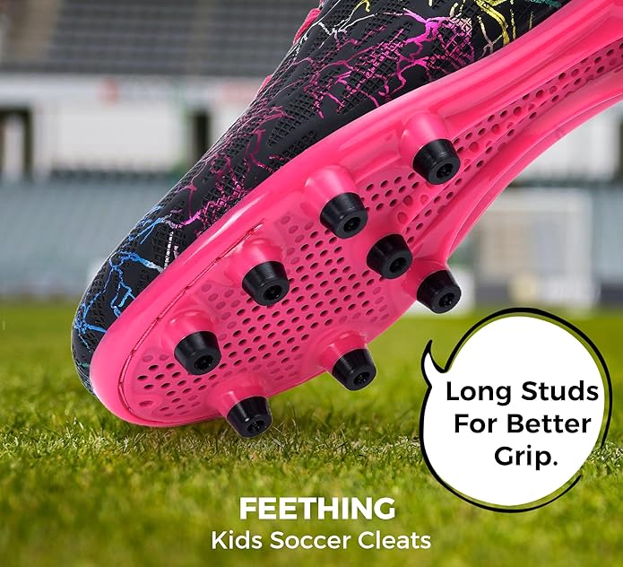 Grils Boys Soccer Cleats Youth Firm Ground FG Football Shoes Lightweight Breathable Outdoor Trainning Sport Shoes for Little/Big Kids