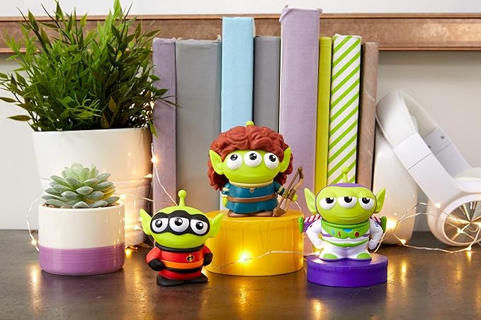 Pixar Alien Remix Character Figures 3-pack 3-inches, Mr. Incredible from The Incredibles, Buzz Lightyear from Toy Story and Merida from Brave, Retro fun Pizza Delivery Box Package for Ages 3 and Up