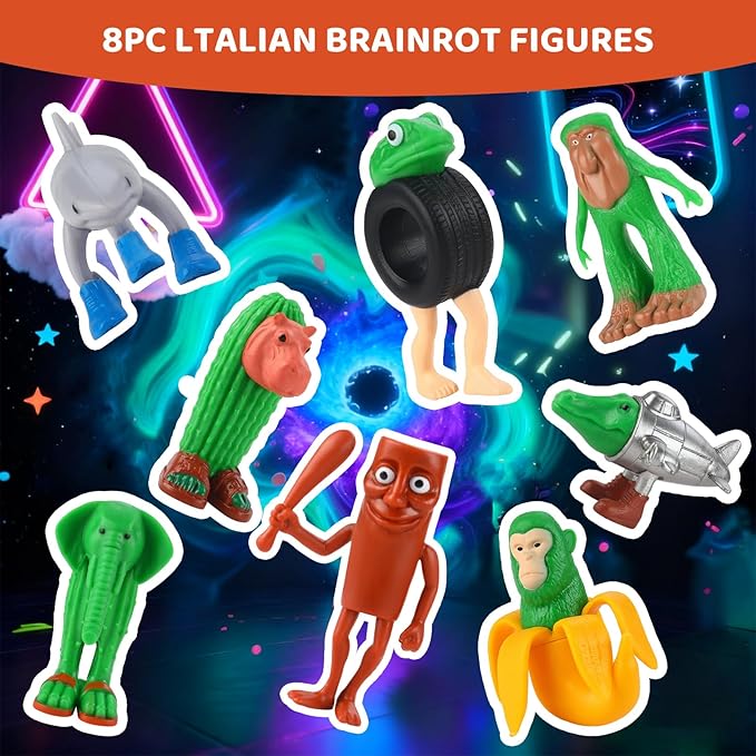 8PCS Italian Action Figure，Brainrot Meme Shark Figures Toys，Animals Figurine Doll Gifts for Fans
