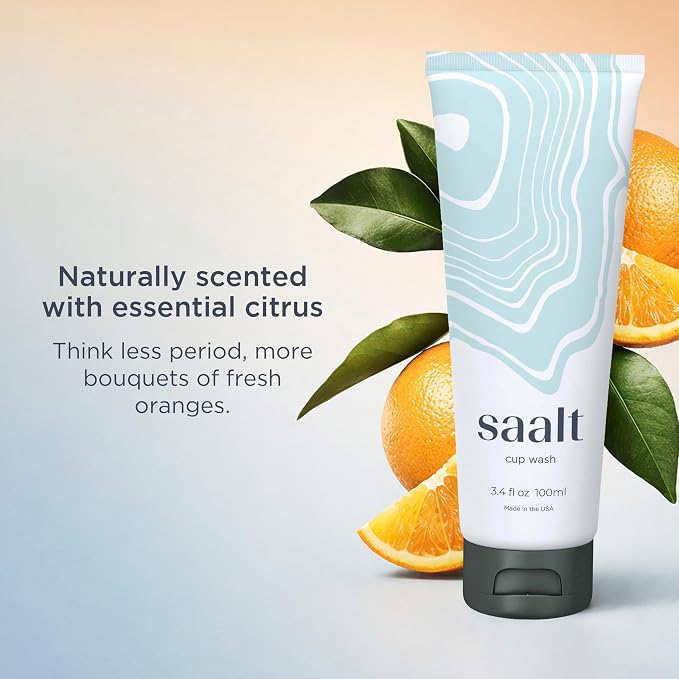 Saalt Menstrual Cup Wash Cleanser - Menstrual Disc Wash - pH Balanced - No Irritants or Harsh Chemicals - 3.4 Fl Oz