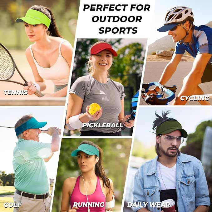 Sukeen Lightweight Sports Sun Visor Hat for Men Women | Packable, breathable, quick-dry, UPF50+ cooling visor hat, stretch fit, for running, tennis, golf, pickleball, softball