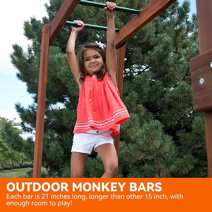 21 Inch Monkey Bars Kit Playground Monkey Bar Ladder Rungs for Backyard Indoor Outdoor Metal Monkey Bars Swing Set Playset Accessories (12 Pcs, Green)