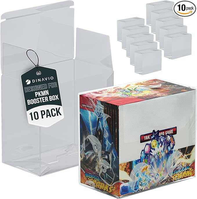 Dinavio Crafthouse Plastic PKMN Booster Box Protector 10 Pack - Booster Box Case Display Protectors - Compatible with English PKMN Booster Boxes - 0.5mm Thick (Pack of 10)
