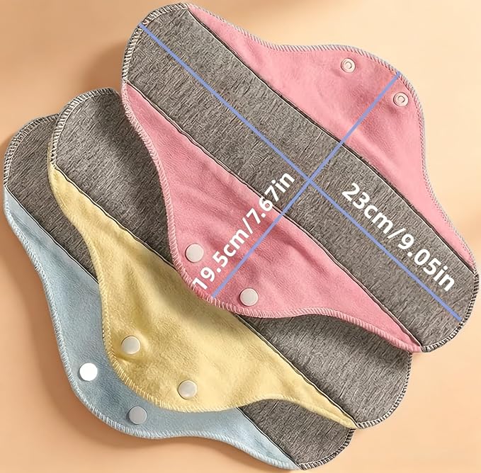 Reusable Leakproof Washable Incontinence Pads for Women Adults | Graphene Absorbent, Waterproof & Breathable | Pure Cotton Bladder Leak Pads, Day Night Postpartum Incontinence Protection (3pcs)
