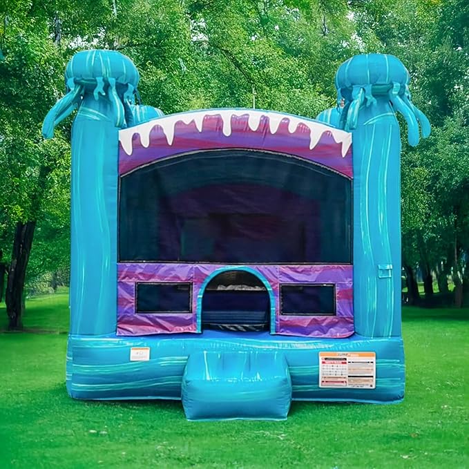 JumpOrange Electric Commercial Grade Bounce House Inflatable 13’x 13’ (with Blower), for Kids 5-12 and Adults, Outdoor Indoor, Basketball Hoop Inside, Backyard Bouncer, Birthday Party Rental, Jumper