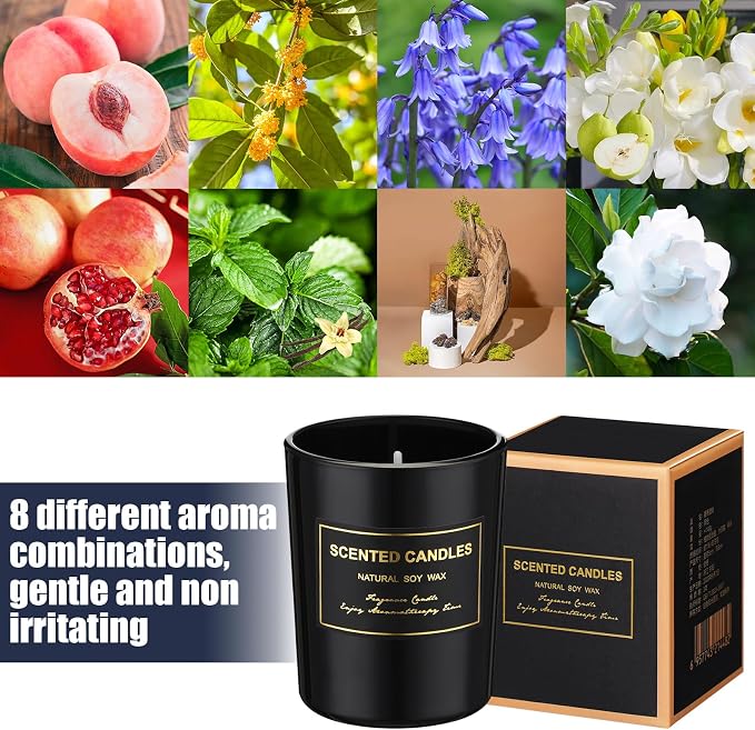 MTLEE 48 Pcs Scented Candles Bulk End of Year Teacher Thank You Gift Candles Wedding Aromatherapy Soy Wax Jar for Birthday CNA Week Appreciation Staff Coworker Guest Favor(Black)