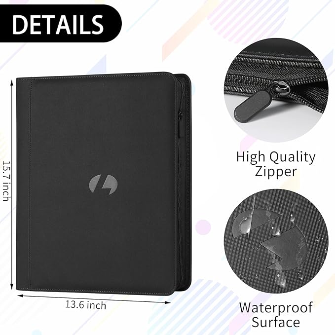 Toploader Binder,Holds 288 Toploaders,9 Pocket Double-Sided Top Loader Binders with Sleeves for 3 x 4'' Toploaders, Card Holder for Trading Cards or Sports Cards(black)