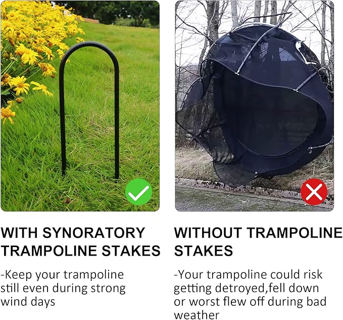12inch Trampoline Accessories Trampolines Stakes Trampoline Anchors Heavy Duty High Wind U Type, Safety Accessories Galvanized Steel for Soccer Goals, Camping Tents and Garden Decoration