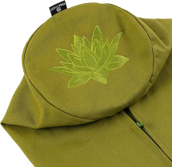 Yoga Studio Spare Organic Cotton Bolster Covers With Handle And Zipper (Olive Green)