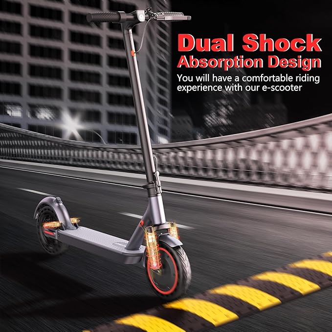 Maxshot Electric Scooter, 8.5" /10" /14" Tire, 16/19/22 Mph Top Speed, 12/16/21/27/28/49/50 Miles Long Range, Folding Escooter for Adults and Kids with Seat Bag, Dual Braking, Dual Suspension, App