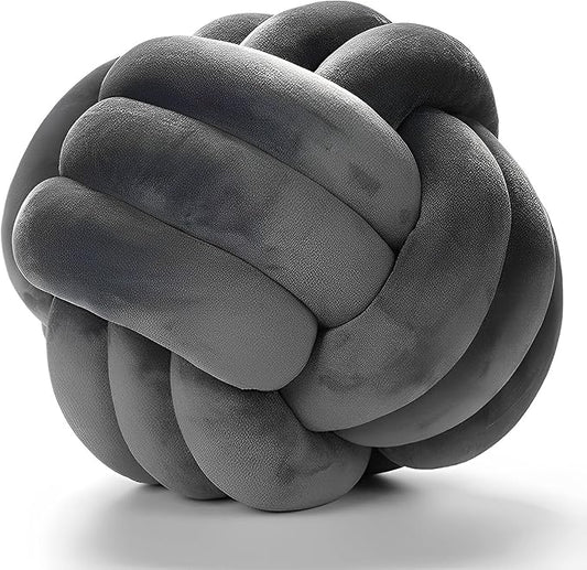 Knot Pillow Ball Round Cushion Pillows, Children Room Decoration Plush Toys Calming Stress Relief Toy (Dark Gray,8.5in/22cm)