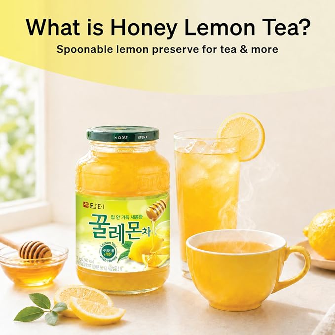 Damtuh Korean Honey Lemon Tea Preserves – Natural Sweetness, No Artificial Ingredients, Perfect for Hot or Iced Beverages, Jams, or Salad Dressings – 2.2lb, 1000g (Pack of 2)