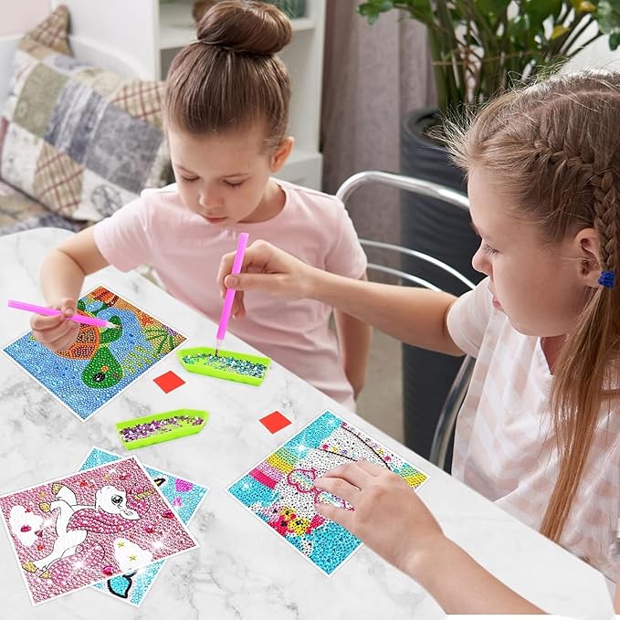 Ausbond Painting Kits for Kids Animal 5D Gem Art by Number Kits Art and Crafts for Kids Ages 6-8-10-12 Girls Boys for Birthday Christmas Gifts (4Pcs)