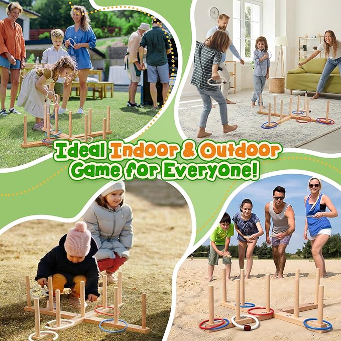 Peradix Ring Toss Game for Kids, Indoor & Outdoor Fun Holiday, Easy Setup & Magnetic Extension, Lawn Yard Games Outdoor Adults Family Party Backyard Beach Outside Game Toys, 26 Rings & Carrying Bag