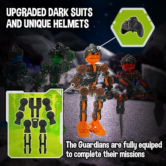 Zing Klikbot, Complete Set of 4 Poseable Action Figures with Weapons, Translucent, Create Stop Motion Animation, for Ages 6 and Up (Series 3 Guardians)