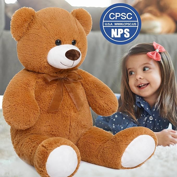 MorisMos Giant Teddy Bear Stuffed Animal 3ft-36 inch Big Teddy Bear for Girlfriend Boyfriend Wife Mom Fiancée Valentine's Gift,Large Stuffed Bear for Kid Birthday Christmas Baby Shower Decor,Brown