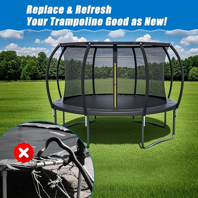 Trampoline Poles Replacement 1PCS, Trampoline Accessories Universal Replacement Parts, to Fit 8-14FT, Includes Foam Sleeve and Hardware with 2 Fixing Methods