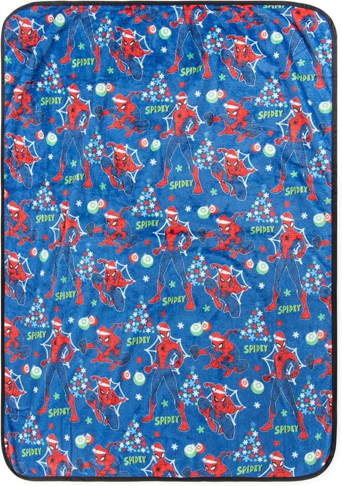 Jay Franco Kids 3 Piece Gift Set – 12" Shaped Character Pillow, 12" Decorative Pillow & 40" x 50" Throw Blanket, Ultra-Soft Plush Bedding, Couch Décor & Holiday Travel Set, Multi - Christmas Spiderman