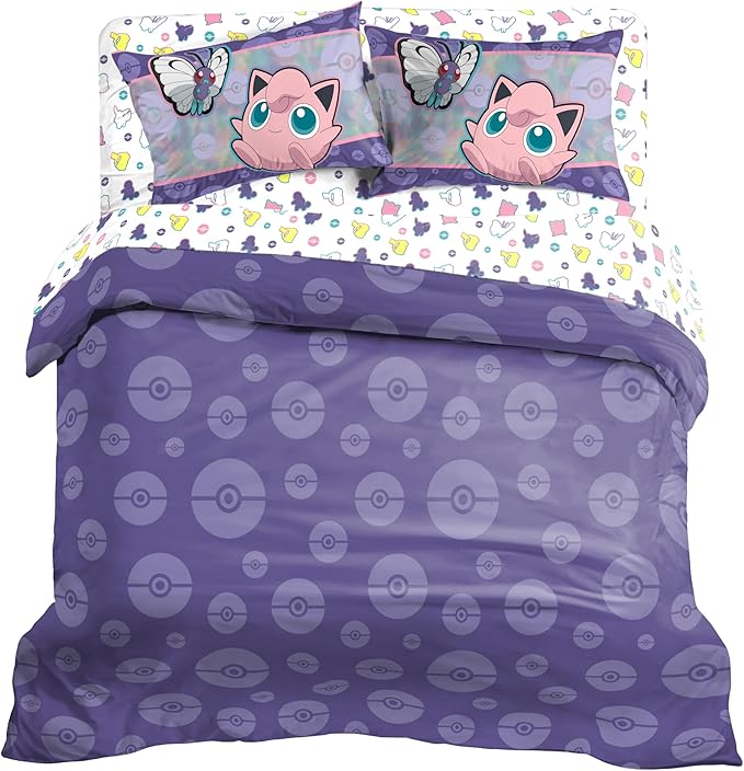 Northwest Pokemon Full Sized Bed in a Bag Set, Anime Kids Bedding, Boys and Girls Blankets, Friendly Battle
