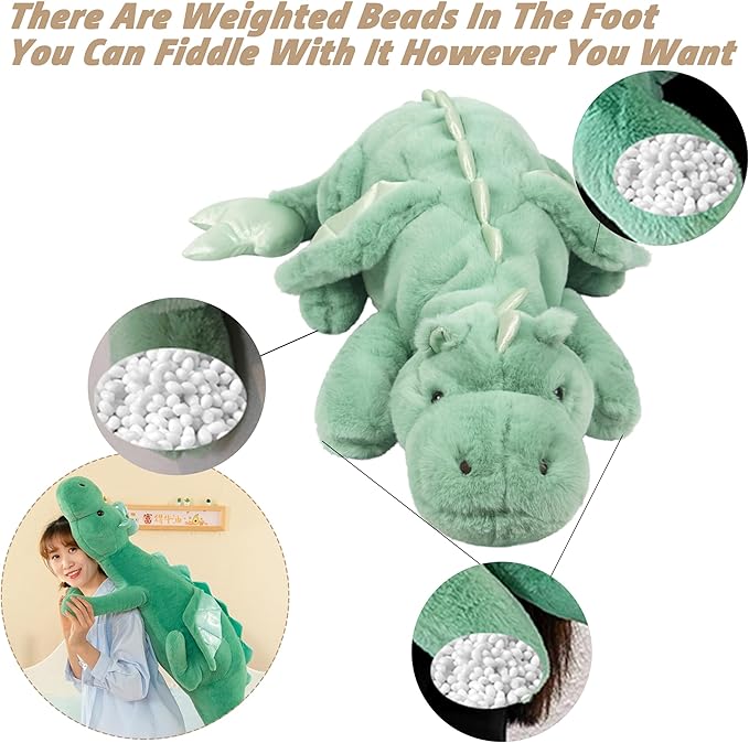 ARELUX Giant 52in 3Lb Big Green Dragon Large Stuffed Animals Cute Plush Toy Fuzzy Jumbo Dinosaur Pillow Plushies with Wings Cuddly Soft Green Pterosaur Plushie for Friends Family Member