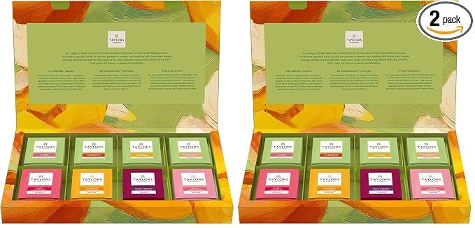 Taylors of Harrogate Assorted Green & Herbal Teas Sampler,Variety Pack Gift Box,Individually Wrapped Bags,Premium Green & Herbal Teas, Mixed Caffeinated & Caffeine-Free Selection, 48 Count (Pack of 2)
