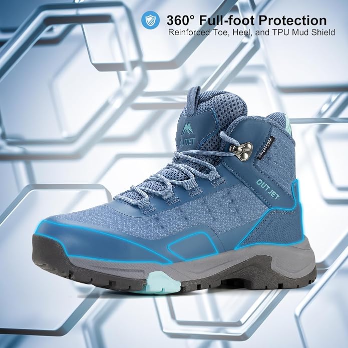 Women's Waterproof Hiking Boots Lightweight Comfortable Non-Slip Outdoor Walking Trekking Trails Boot