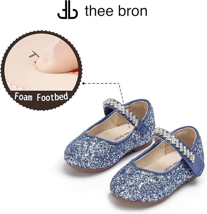 THEE BRON Mary Jane Ballet Flats - Girls' Dress Shoes with Hook & Loop Closure