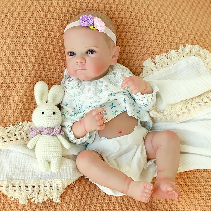 WOOROY Realistic Reborn Baby Dolls, 20 Inch Lifelike Newborn Baby Girl Doll with Full Body Vinyl, Real Life Baby Dolls with Accessories Gift Toys for Kids Age 3+