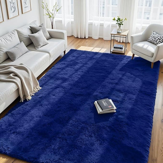 6x9 Area Rug for Living Room, Ultra Soft Fluffy Blue Rugs for Bedroom, Non Slip Large Shag Carpet, Fuzzy Plush Nursery Rug, Thick Washable Indoor Floor Carpets for Kids Office Dorm Home Decor