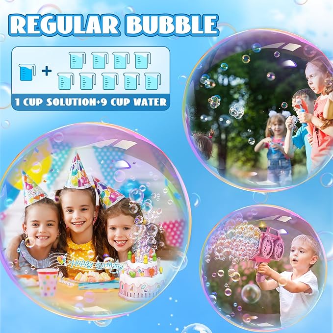 EagleStone Bubbles Solution Refill 2 Bottles 64 oz (Up to 5 Gallon) Concentrated, Giant Bubble Solution for Machines, Guns, Wands - Summer, Easter, Christmas Toys