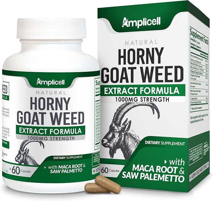 Horny Goat Weed Complex Supplement with Maca Root, Tongkat Ali, L-Arginine & Panax Ginseng – Energy, Stamina, Circulation & Vitality Support for Men & Women – Herbal Adaptogen Blend – 60 Capsules